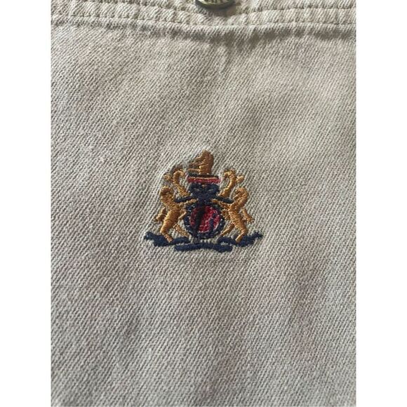 Vintage URGENT GEAR Shirt Men's Button Up TanDenim Logo Embroiled Long Sleeve M - Picture 4 of 7